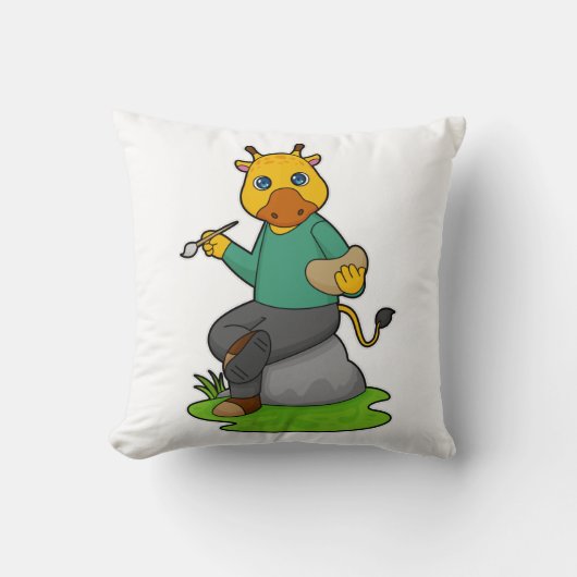 キリンはペインター絵を描ブ クッション (正面)