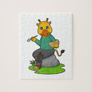 キリンはペインター絵を描ブ ジグソーパズル