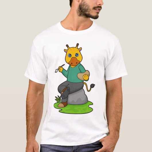 キリンはペインター絵を描ブ Tシャツ (正面)