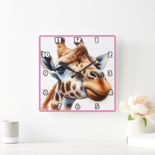 キリンは夕暮れ時にサバンナを散歩する スクエア壁時計 (ホーム)