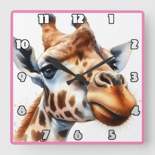 キリンは夕暮れ時にサバンナを散歩する スクエア壁時計 (正面)