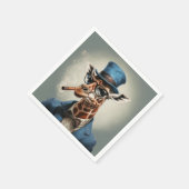 キリンは葉巻で帽子をかぶっている スタンダードカクテルナプキン (角)