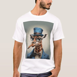 キリンは葉巻で帽子をかぶっている Tシャツ