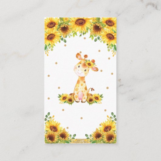 キリンひまわり赤ちゃんシャワー本を持ってくる エンクロージャーカード (裏面)