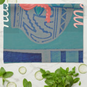 キリンよくはしゃぐアート：アフリカの喜び キッチンタオル (折り畳み)