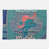 キリンよくはしゃぐアート：アフリカの喜び キッチンタオル (横)