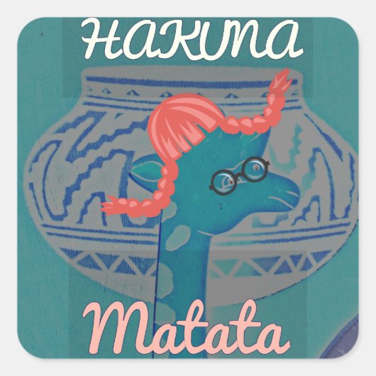 キリンよくはしゃぐアート:アフリカの喜び スクエアシール (正面)