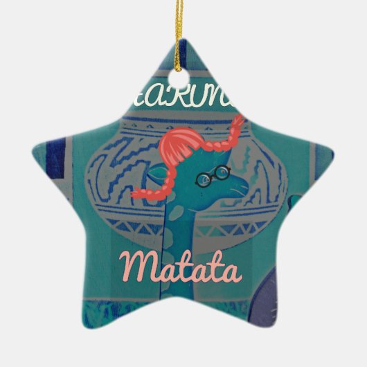 キリンよくはしゃぐアート:アフリカの喜び セラミックオーナメント (正面)