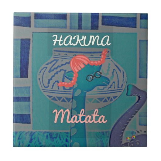 キリンよくはしゃぐアート：アフリカの喜び タイル (正面)