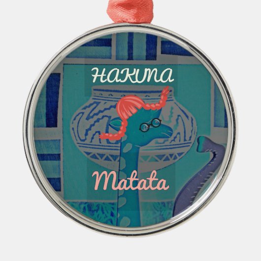 キリンよくはしゃぐアート：アフリカの喜び メタルオーナメント (正面)