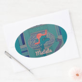 キリンよくはしゃぐアート:アフリカの喜び 楕円形シール (封筒)