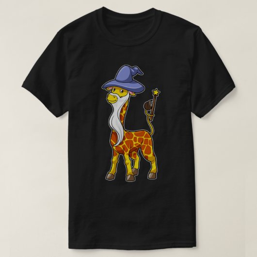 キリンをウィザードとして魔法と帽子 Tシャツ (デザイン正面)