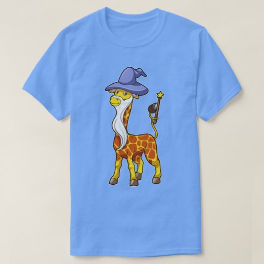 キリンをウィザードとして魔法ウォンド帽子 Tシャツ (デザイン正面)