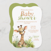 キリンをテーマにしたベビーシャワー招待状 招待状 (正面/裏面)