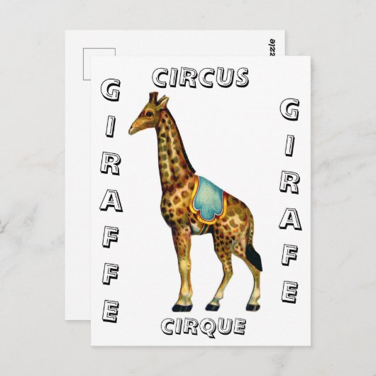 キリンを実行するヴィンテージサーカス ポストカード (正面/裏面)