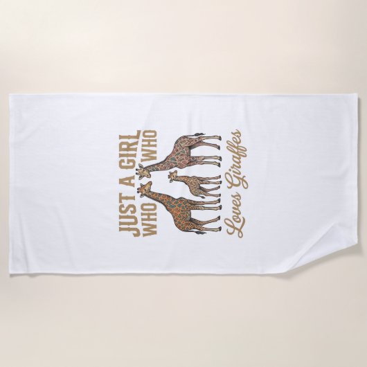キリンを愛するヴィンテージガールTシャツデザイン_1 ビーチタオル (正面)