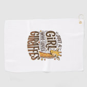 キリンを愛する女の子のためのヴィンテージTシャツデザイン ゴルフタオル (横)