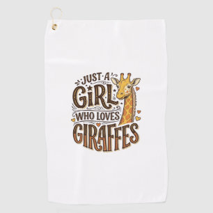 キリンを愛する女の子のためのヴィンテージTシャツデザイン ゴルフタオル
