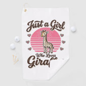 キリンを愛する女の子のためのヴィンテージTシャツデザイン ゴルフタオル (インサイチュ)