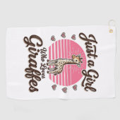 キリンを愛する女の子のためのヴィンテージTシャツデザイン ゴルフタオル (横)