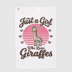 キリンを愛する女の子のためのヴィンテージTシャツデザイン ゴルフタオル
