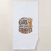 キリンを愛する女の子のためのヴィンテージTシャツデザイン ビーチタオル (正面)