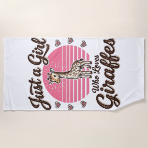 キリンを愛する女の子のためのヴィンテージTシャツデザイン ビーチタオル