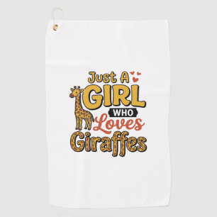 キリンを愛する女の子 レトロベクター デザイン ゴルフタオル
