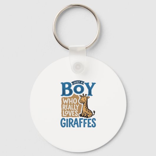 キリンを愛する少年 ヴィンテージTシャツデザイン キーホルダー (正面)