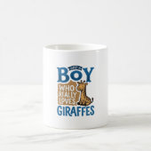 キリンを愛する少年 ヴィンテージTシャツデザイン コーヒーマグカップ (中央)