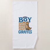 キリンを愛する少年 ヴィンテージTシャツデザイン ビーチタオル (正面)