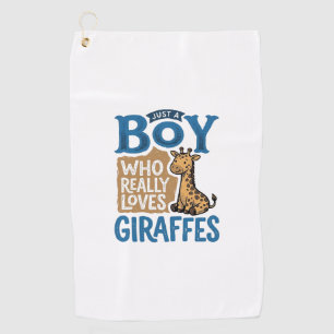 キリンを愛する少年 ヴィンテージTシャツ デザイン ゴルフタオル