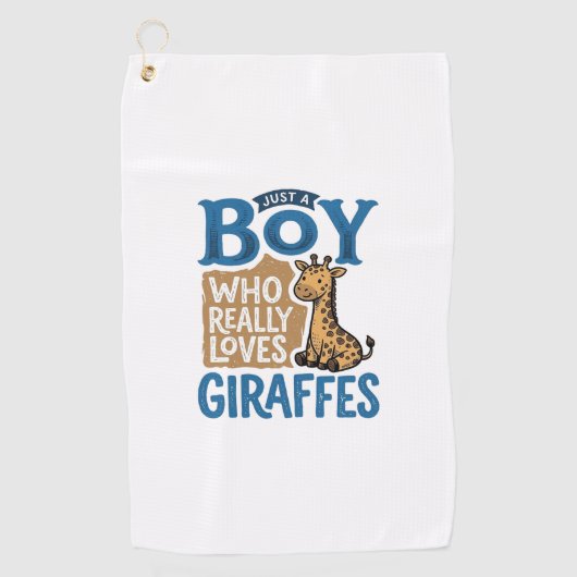 キリンを愛する少年 ヴィンテージTシャツ デザイン ゴルフタオル (正面)