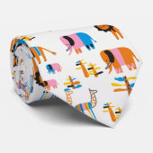 キリンを持つライオン、象および白の木 ネクタイ (ロール)