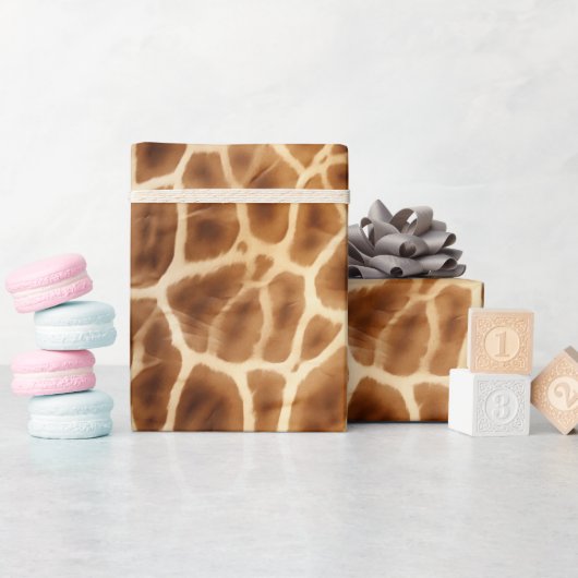 キリンアニマルプリント ラッピングペーパー (ベビーシャワー)