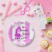 キリンイラストレーション(ピンク) ペーパープレート (パーティー)