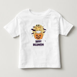 キリンインカボチャかわいいキリンハッピーハローウィン トドラーTシャツ