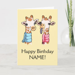 キリンインスカーフススケッチ誕生日カードテンプレート カード