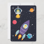 キリンイン宇宙ベビーシャワー宇宙ネイビー銀河系 招待状 (裏面)