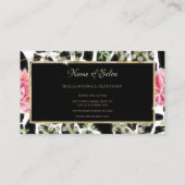 キリンエレガントプリントピンクローズ金ゴールドフレームサロン 名刺 (裏面)