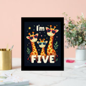 キリンカッコいい5th誕生日パーティー5歳の幼児 アクリルサイン (ウェディング)