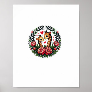 キリンカップルイラスト キリン好き  _4 ポスター