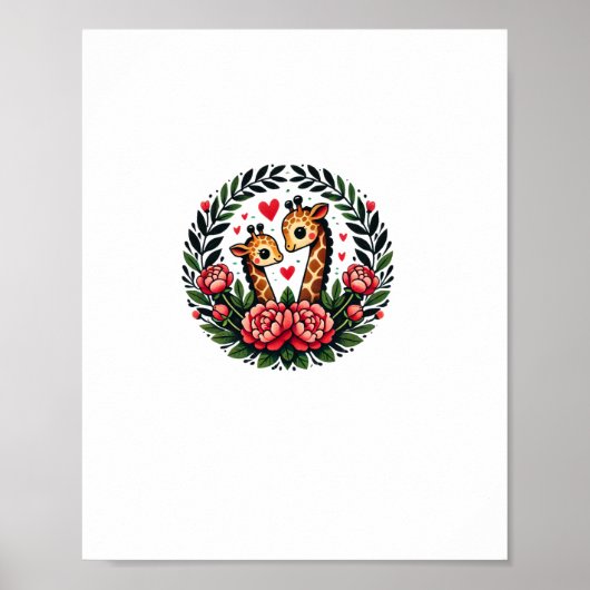 キリンカップルイラスト キリン好き  _4 ポスター (正面)