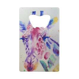 キリンカラフルアニマルウォーター色アートデザイン クレジットカード栓抜き