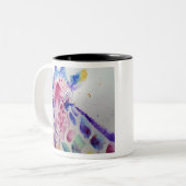 キリンカラフルアニマルウォーター色アートデザイン ツートーンマグカップ (正面左)