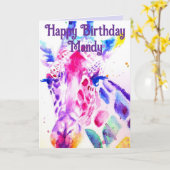 キリンカラフルウォーターカラーガールズ誕生日カード カード (黄色い花)