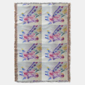 キリンカラフル動物の水の色アートスローラグ スローブランケット (正面縦)