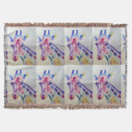 キリンカラフル動物の水の色アートスローラグ スローブランケット