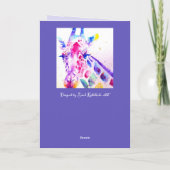 キリンカラフル動物の水カラー誕生日カード カード (裏面)