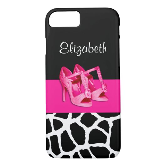 キリンガーリープリントかわいいピンクの靴の名前 Case-Mate iPhoneケース (裏面)